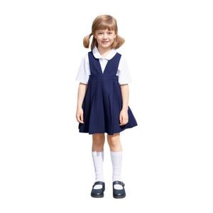 French Toast Navy V-Neck Pleated Jumper Dress School Uniform Size 3T